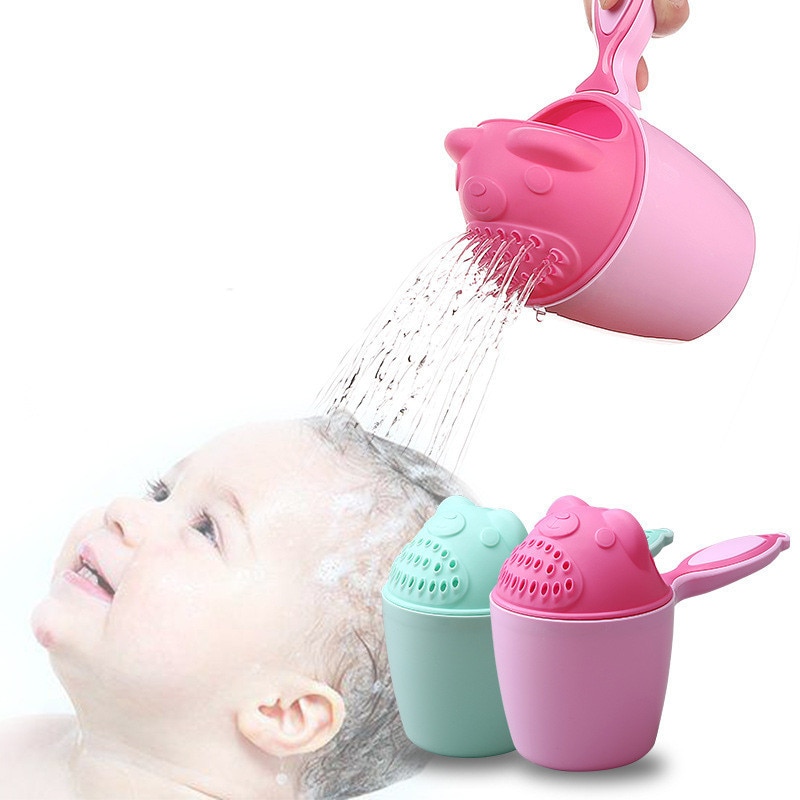 1 PC Baby Kids Bathing Cup Leuke Cartoon Beer Baby Douche Shampoo Cup Bailer Baby Douche Water Lepel Kinderen Bad wassen Cup