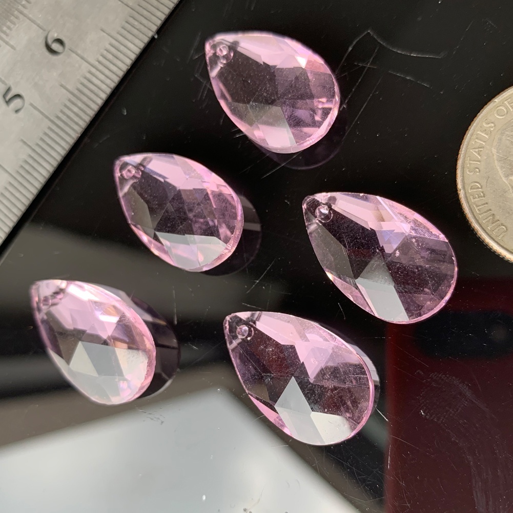 10pc rosa dråpeglass krystall 20mm lysekrone del lampe prisme solfanger gjør-det-selv anheng øye tåre fasettert