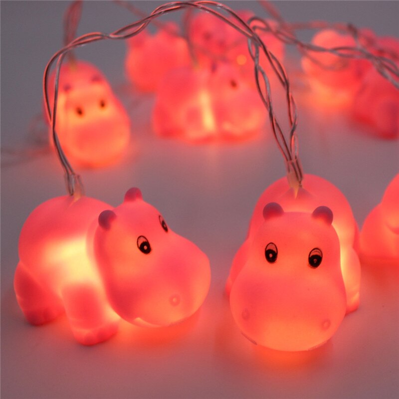 3D Dinosaur LED Garland Christmas String Lights Indoor DIY Xmas Tree Party Wedding Bedroom Home Year Decoration Battery Lamp: hippo