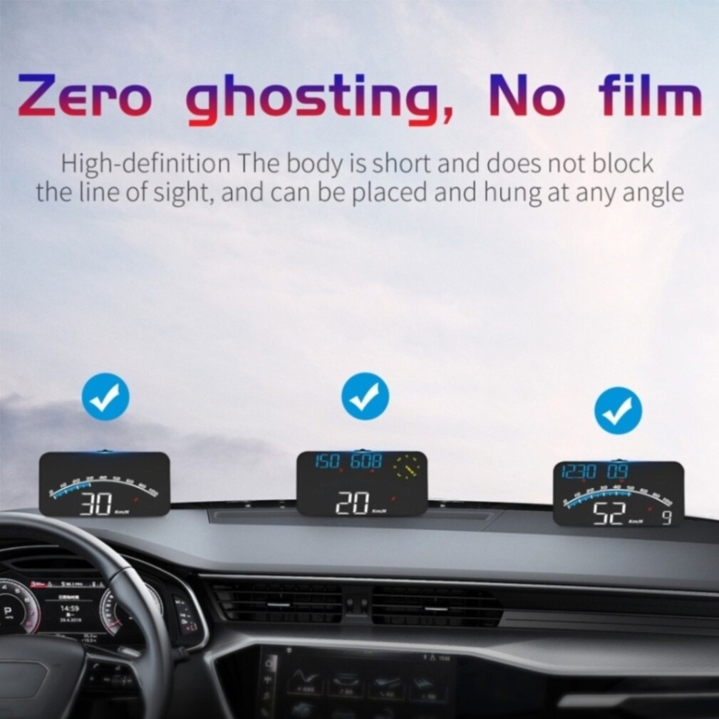 Car HUD 5.5 inch Head-up Display Windshield Projector Digital Vehicle Speedometer Dual System Display for All Vehicles