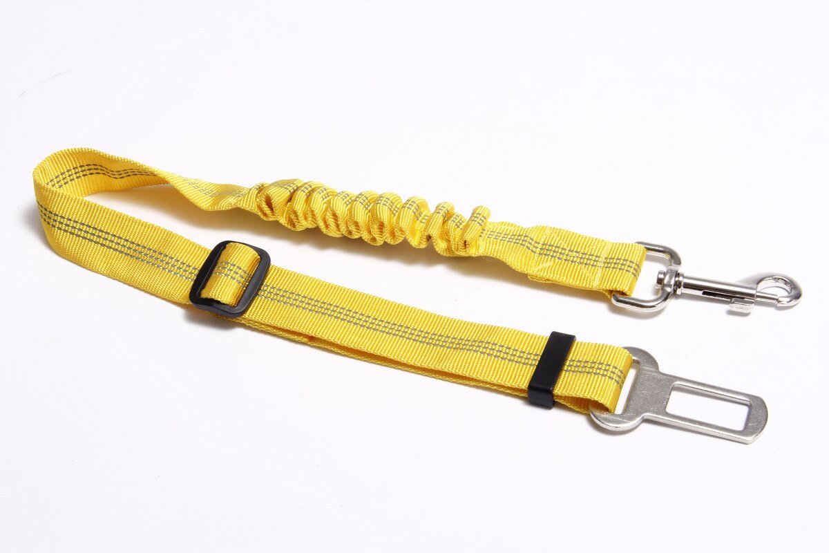 Dierbenodigdheden Autogordel Hond Seat Belt Hondenriem Voertuig Riem Verstelbare Demping Elastische Reflecterende Veiligheid Touw Voor Hond kat: yellow