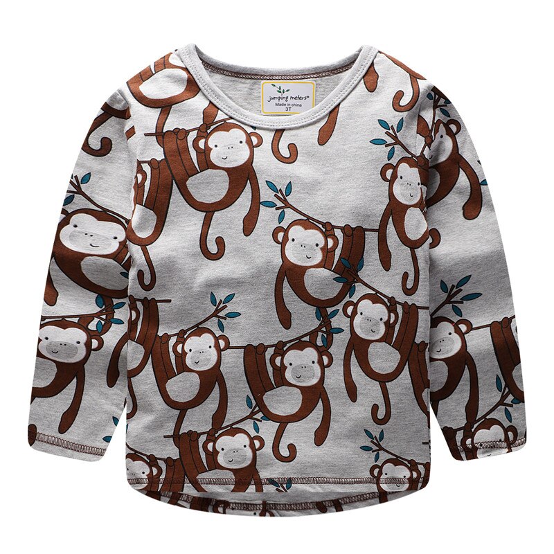 Salto metri per Bambini t-camicia A manica Lunga in cotone con carino animali t-camicia con stampa per il bambino ragazzo pigrizia vestiti dei bambini parti superiori del bambino