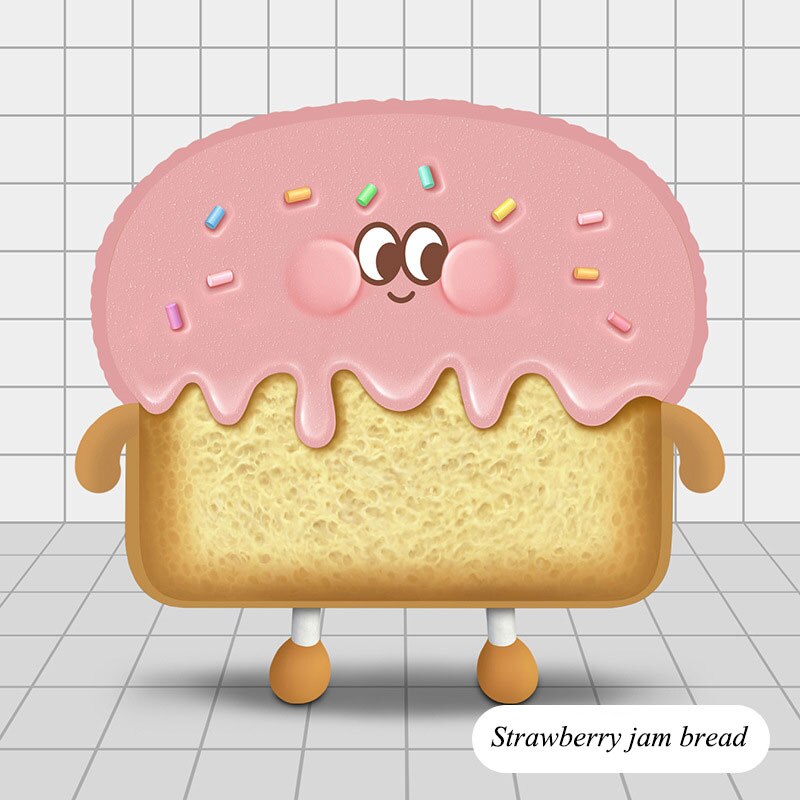 Nette Toast Brot Plüsch Kissen Plüsch Spielzeug Schwarz Brot Ananas Brötchen Schokolade Soße Erdbeere Marmelade Toast Brot Weiche Angefüllte Spielzeug: XL / F-Erdbeere Marmelade