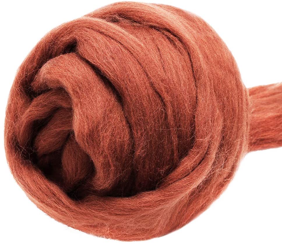 KAOBUY -Coffee 3.53oz Wool Roving Yarn, Wool, Spinning Wool Roving For Needle Felting Wet Felting DIY