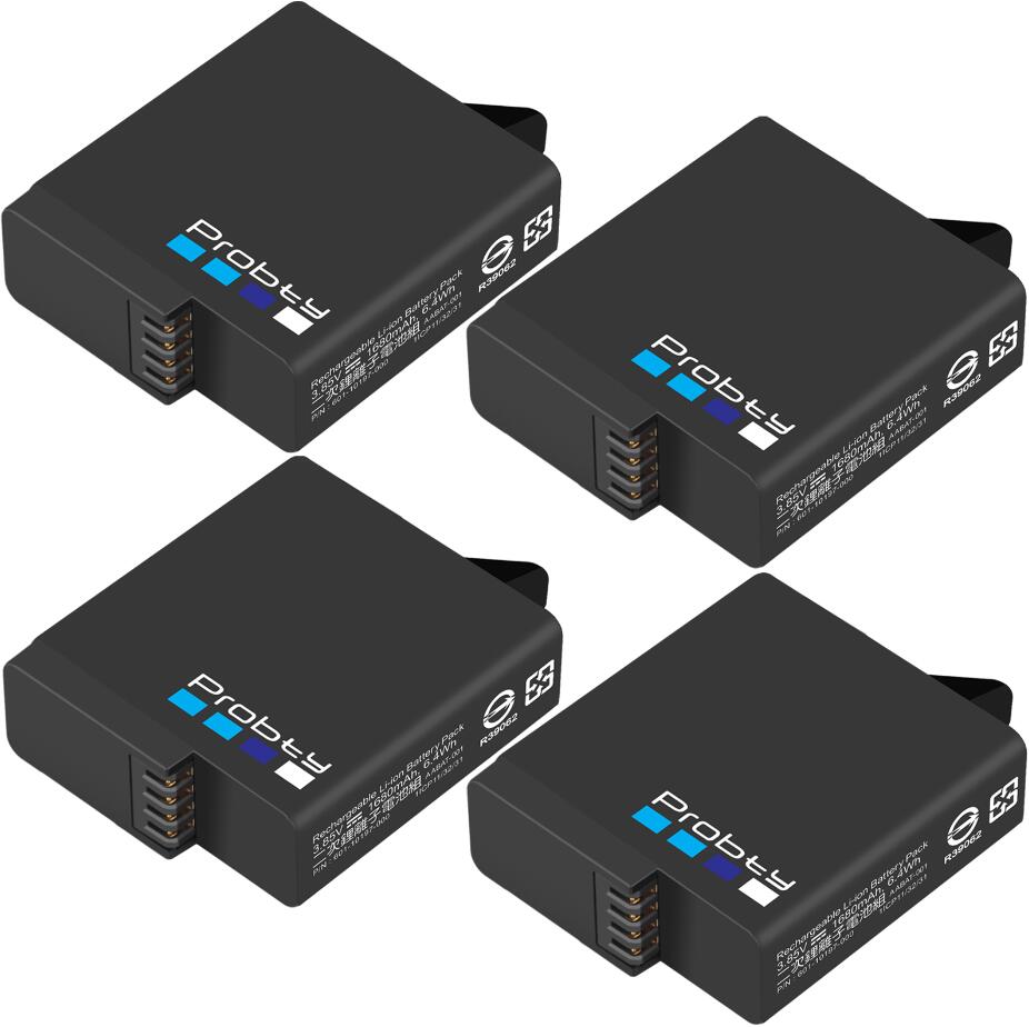 2 st 1680 mah batteri gopro hero 5 hero 6 hero 7 svart bateria akku för gopro hero 5 6 7 hero 5 ahdbt 501 batteri: 4 st batteri