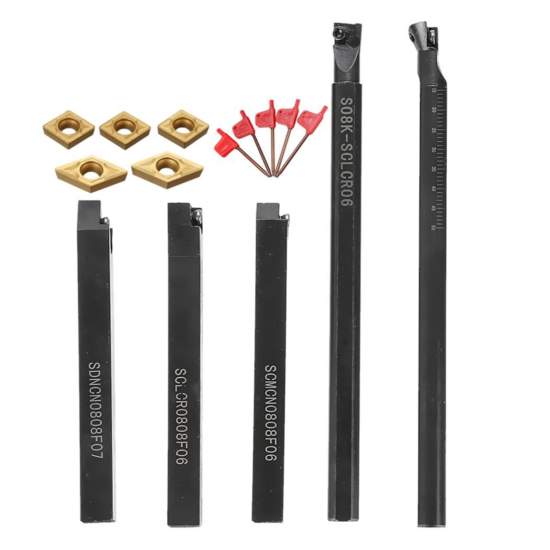 Soporte de herramienta de torneado de torno Indexable de vástago de 8mm con inserciones de carburo CCMT060204 DCMT070204 para máquina CNC