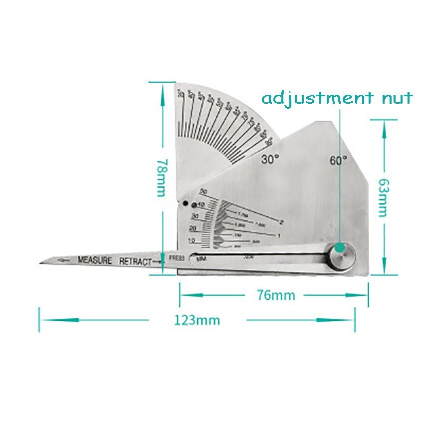 Bridge Cam Hoge Hardheid Roestvrij Staal Weld Gauge Lassen Inspectie Heerser voor Mechanische Draad Debugging Meetinstrument
