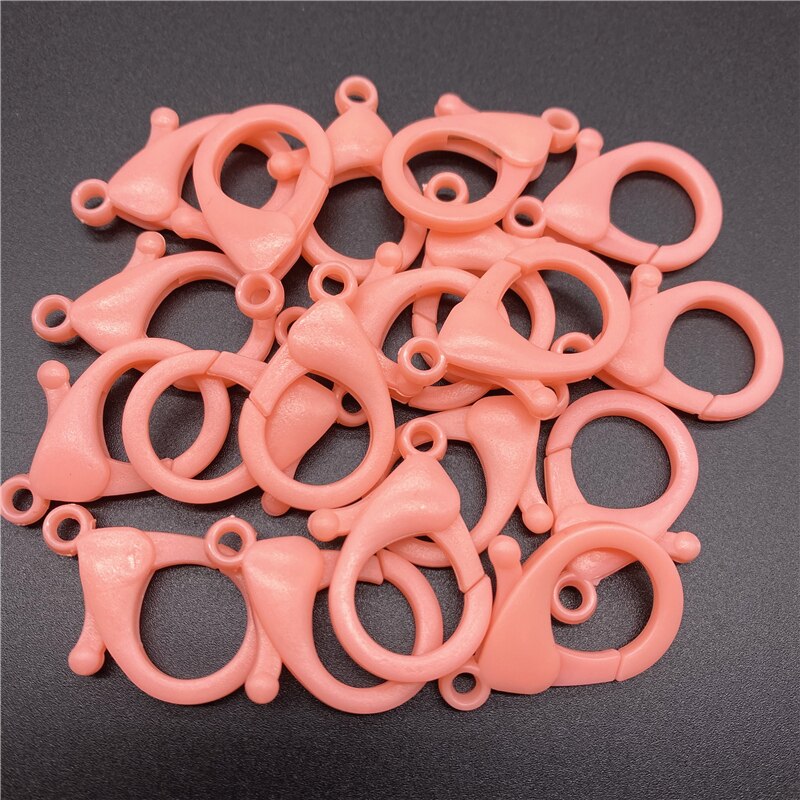 10Pcs 35mm Plastic Lobster Clasp Hooks Keychain End Connectors For Jewelry Making DIY Bracelet Chain Accessories: Light pink