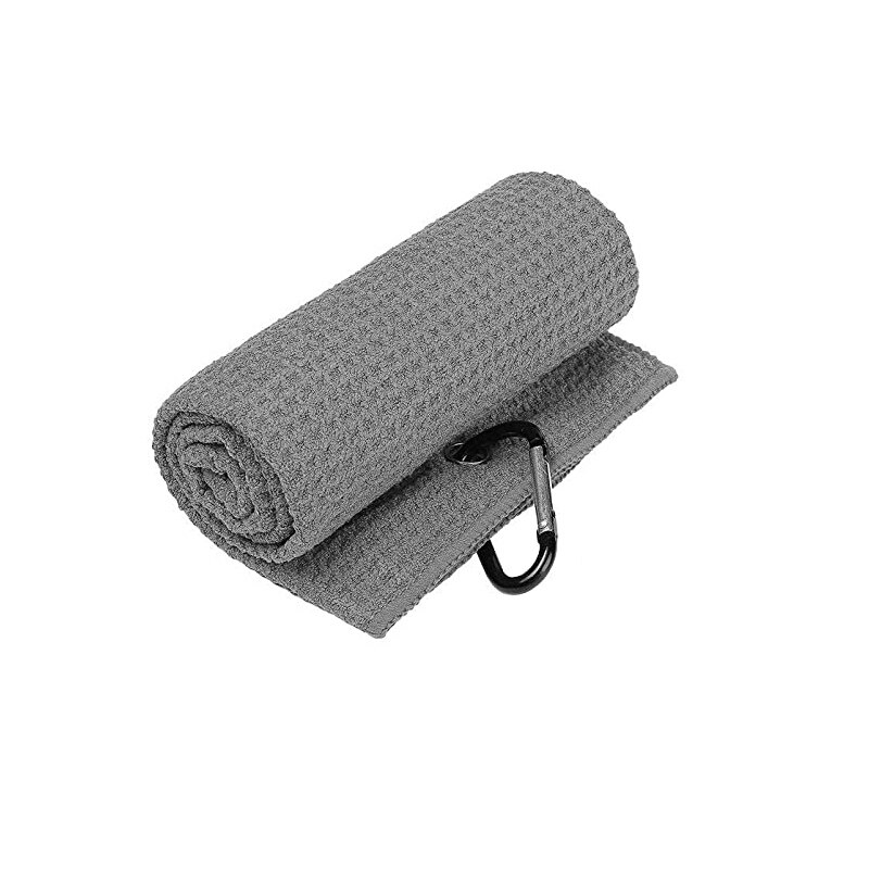 Microfiber tyg våffelmönster golfhandduk med karbinhake