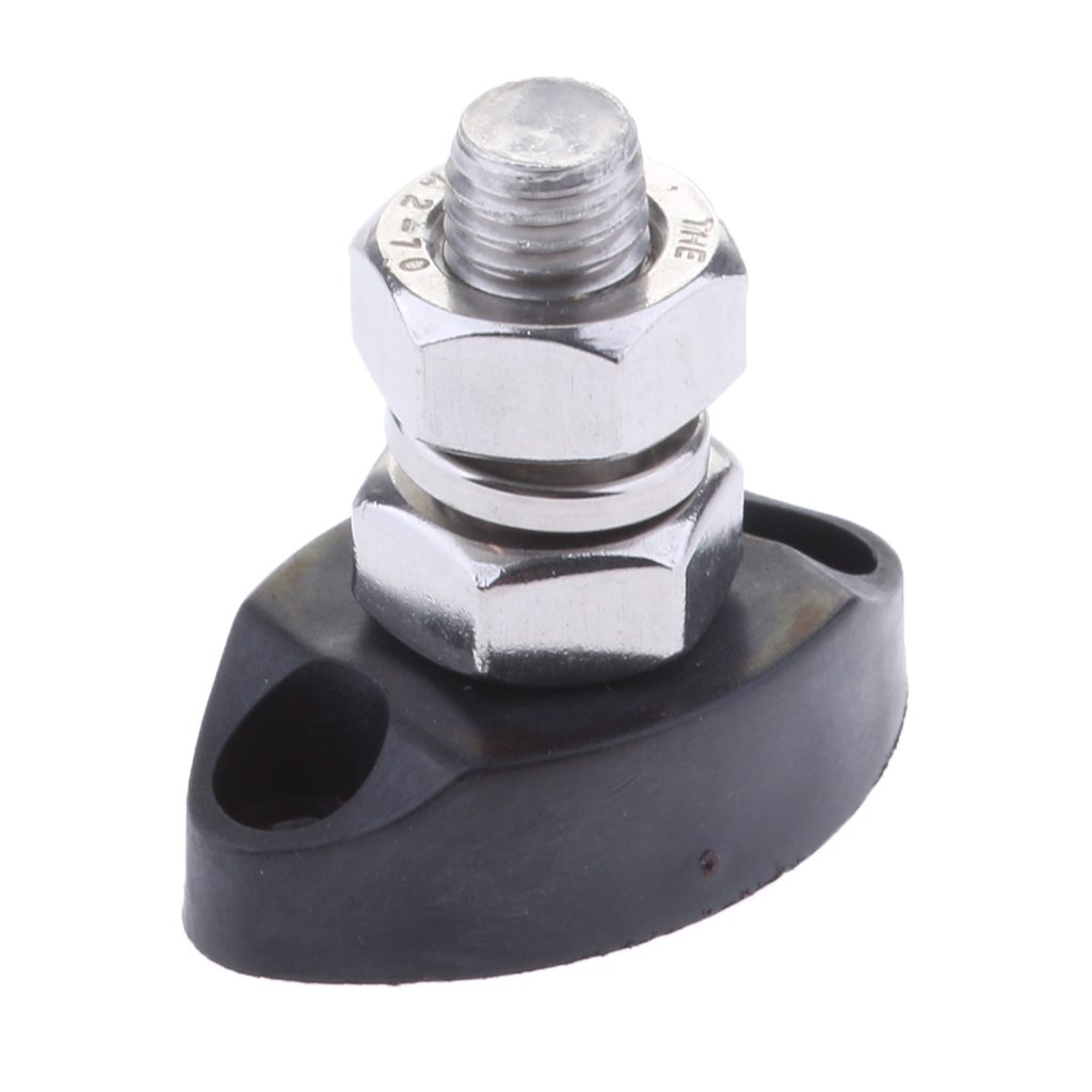 Dc 12v samleskinne klemmeblok  - 5/16 tommer 8mm positivt isoleret enkelt studs kraft- og jordforbindelsesstolpe - sort