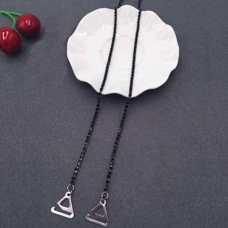 Strass Vrouwen Beha-bandjes Crystal Beha Schouder Accessoires Verzilverd Metallic Lingerie Accessoires: Black / 2.2cm