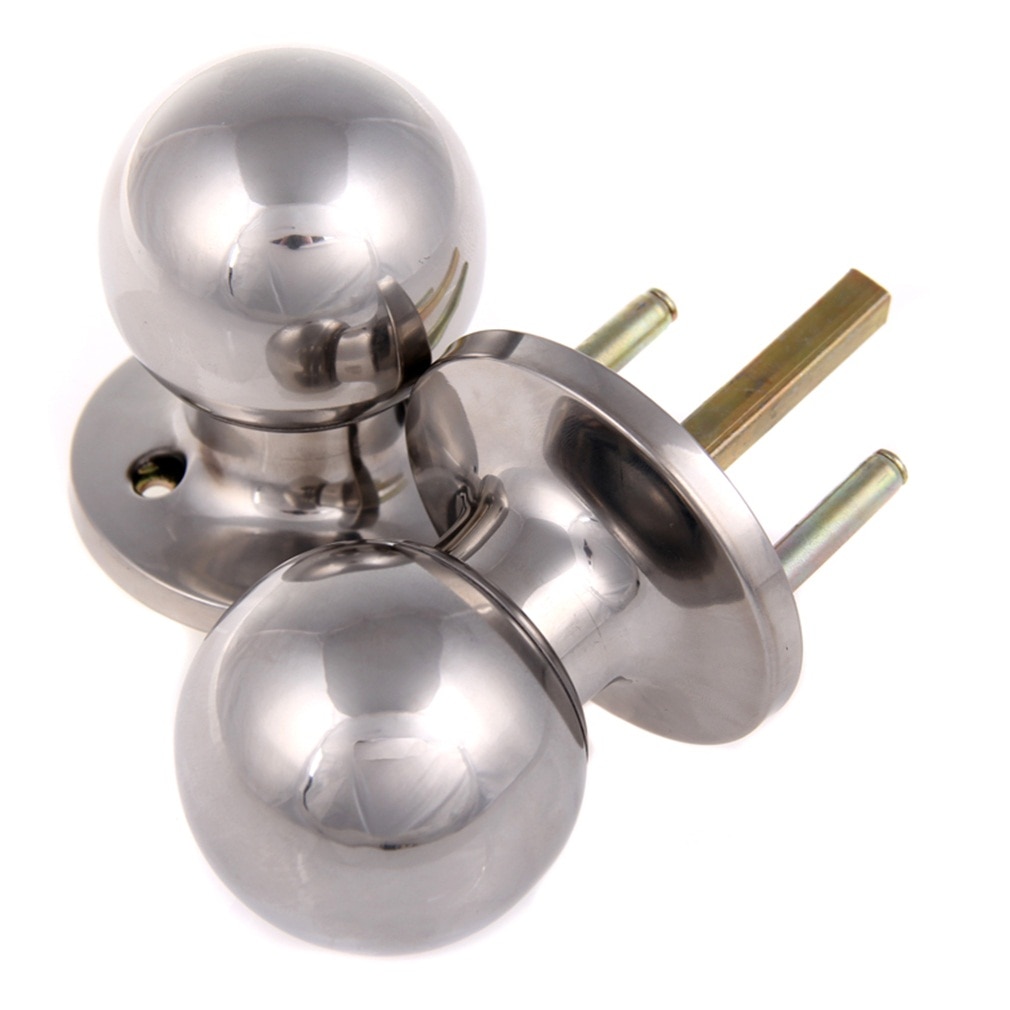 Stainless Steel Round Ball Door Knobs Rotation Lock Knobset Handle Entrance for Bedrooms Living Rooms Bathrooms