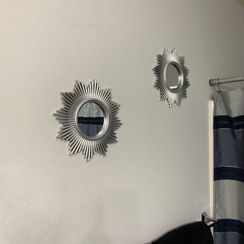 Miroirs argentés pour décoration murale, 3 pièces, décoration artisanale, pour la maison, la chambre à coucher, la salle de bain, petit miroir mural rond