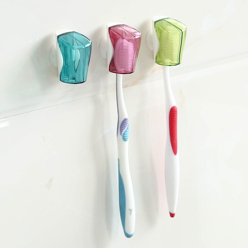3 stk anti-aske tandbørsteovertræk hjemmebadeværelse tilbehør bærbar plasttandbørsteholder vægmonteret sugekop gennemsigtig