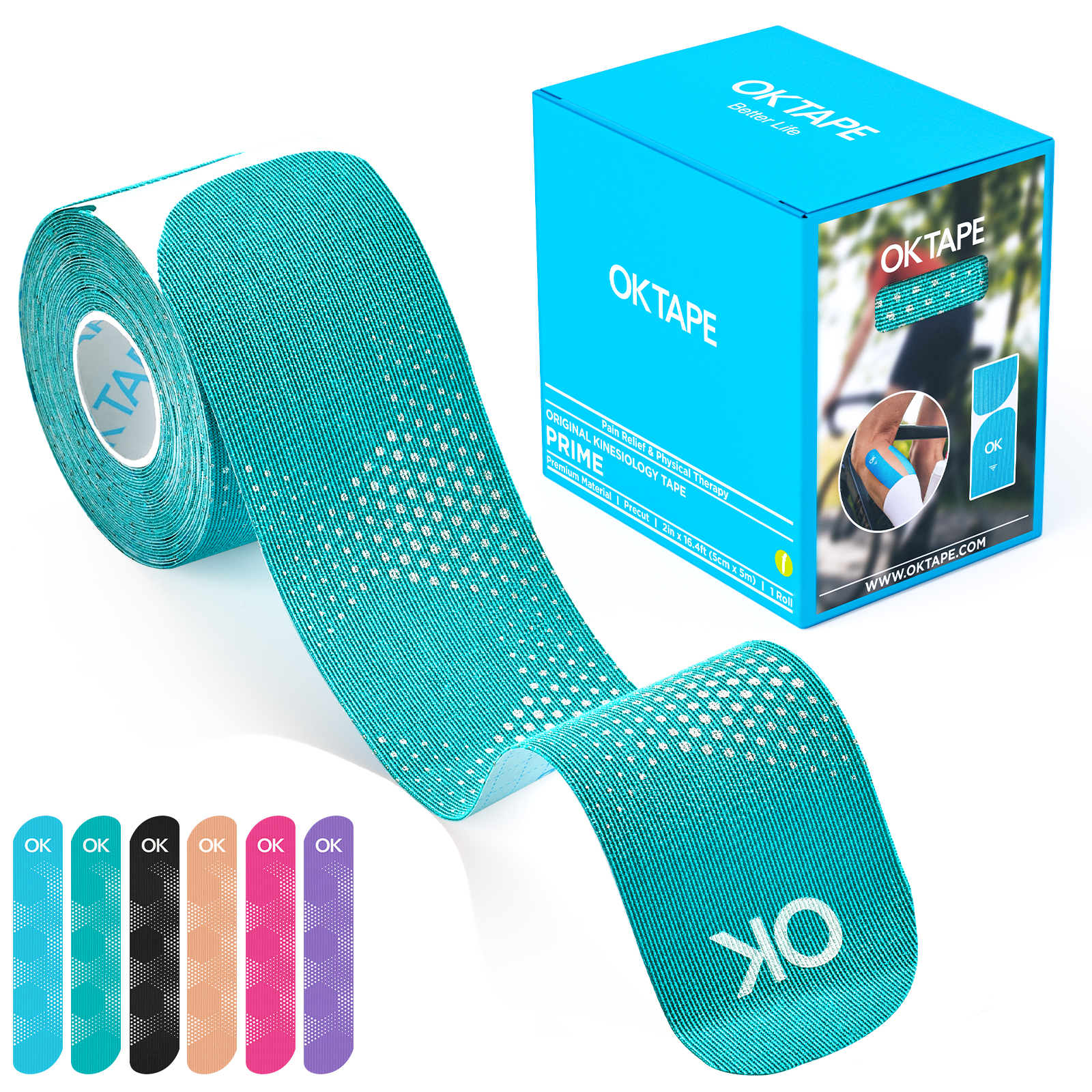 OK TAPE synthetische kinesiologietape, 20 strips, elastische atletische tape voor pijnverlichting reflecterend waterdicht, 2 "x 10" / 5 cm x 25 cm: Goud