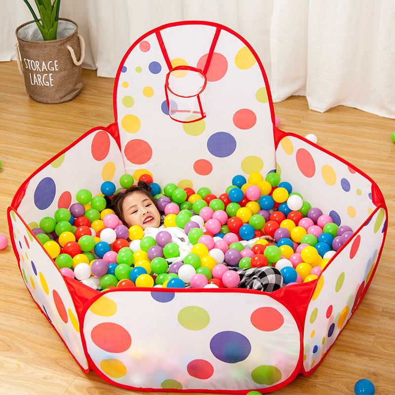 1.5M Portable Baby Playpen Children Ball Pit with Basketball Hoop Kids Dry Ball Pool Folding Indoor Outdoor Ballenbak Toys