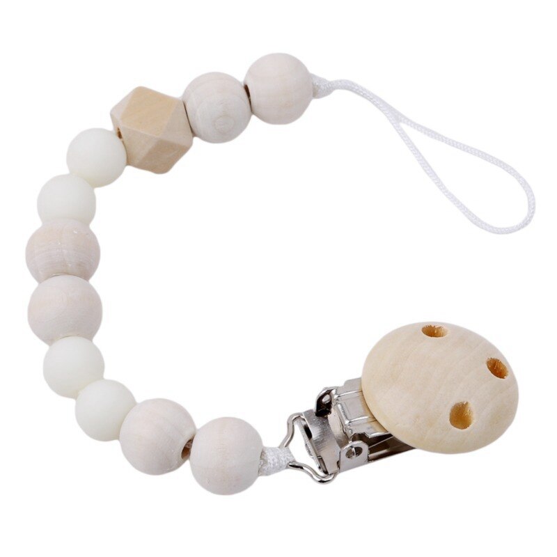 Baby Schnuller Clip Kette Holz Halfter Schnuller Clips Leine Gurt Nippel Halfter für Kleinkind Nippel Flasche Clip Kette: Weiß