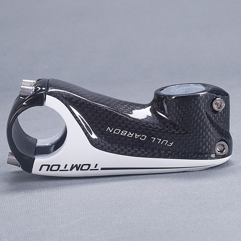 TOMTOU Glänzend Voll 3k Kohlenstoff Vorbau 6 Grad Rennrad 80/90/ 100/110mm Berg Fahrrad teile 150g Weiß-T70U53