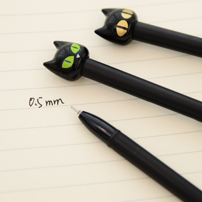 4X Nette Kawaii Schwarz Katze Gel Stift Schreiben Schreibwaren Schule Bürobedarf 0,5mm