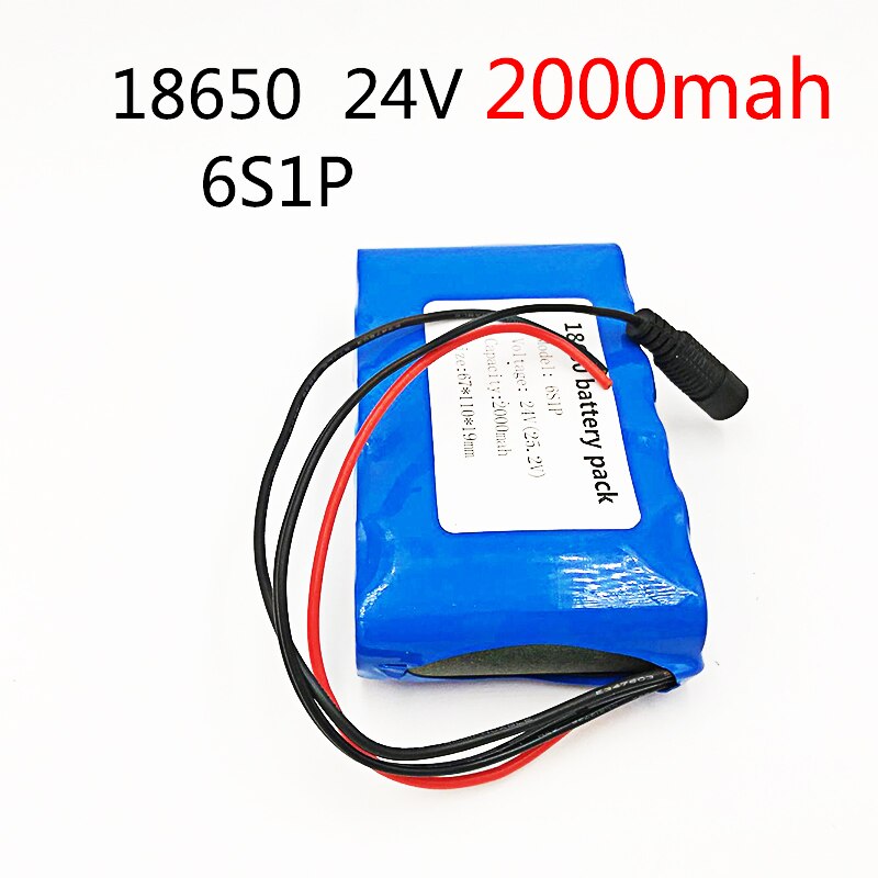 6S1P 18650 Battery Pack DC 24V 25.2V2000mah 24V Rechargeable Battery for Small Motor Motors / LED Strip Protection