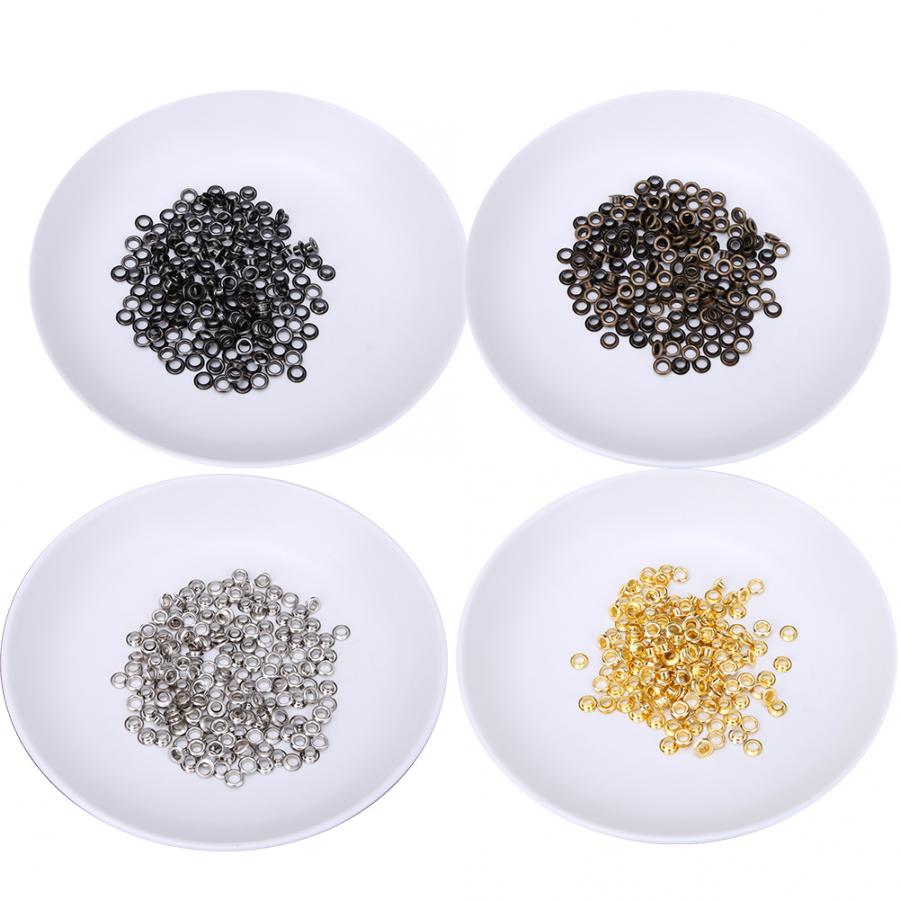 100 Set Brass Eyelet Double Side 4mm Eyelet Grommet Kit Sewing Tool Leather Craft Bag Belt Clothing Garment Shoes Decor