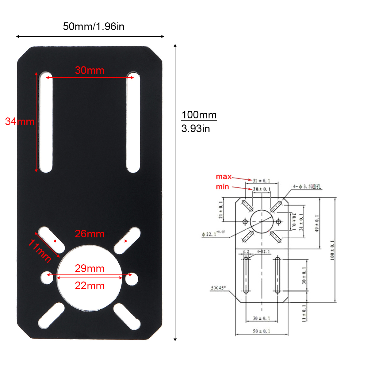775 Motor Mount Bracket Universal Straight Plat Fixing Mounting Bracket for 750/755/775/795/895 DC Motor 28/35/42 Stepper Motor