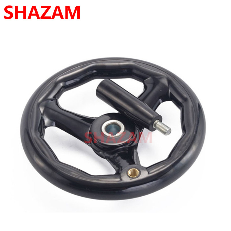 Slijpmachine Hand Wiel Drie Bakeliet Handvat Freesmachine Rand Zwart Ronde Wiel Draaien Wiel Handvat 200*18 (spiebaan 6Mm)