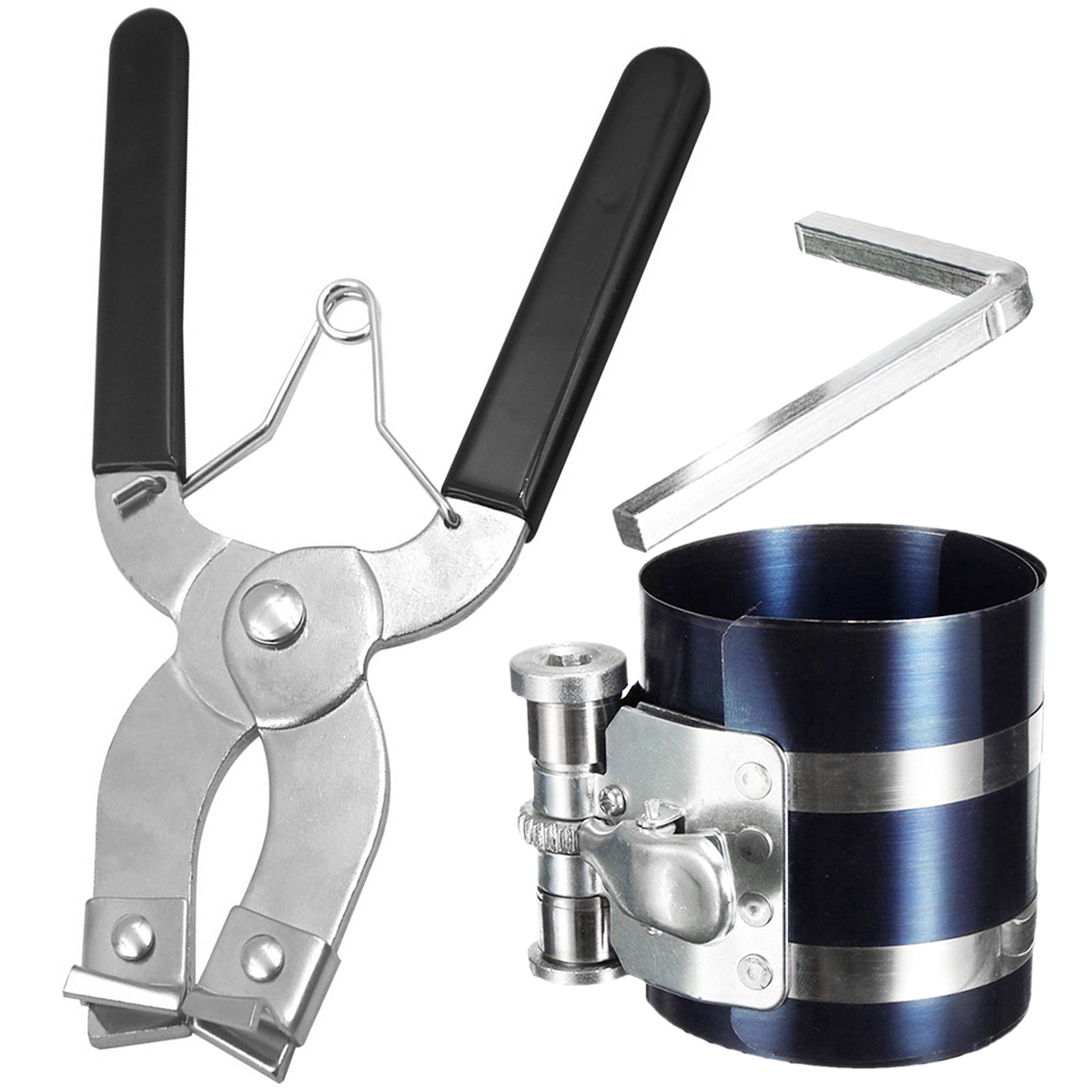 Instalador de anillos de pistón, alicates para anillos de pistón, herramienta de compresor de anillos de pistón de 53-175mm, alicates expansores de abrazadera de mantenimiento de vehículos y motor de coche: Azul