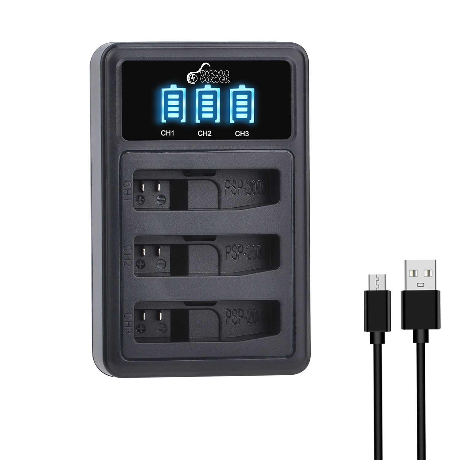 Pickle Power 2400mAh PSP2000 Battery +LED 3 slots USB Charger for Sony Portable Gamepad PSP3000 PSP S110 PSP2001 PSP2002 PSP3001