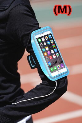 Universal Outdoor Sports Phone Holder Armband Case for apple Iphone 7 Gym Running Phone Bag Arm Band Case for xiaomi mi8 note7: Sky blue-M