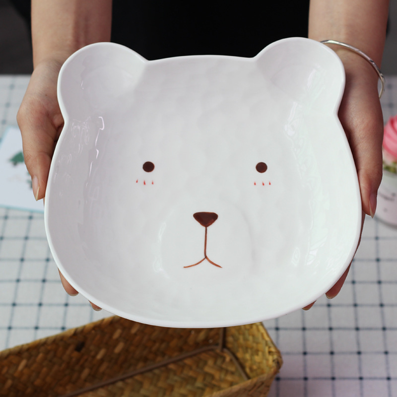 Ceative céramique animaux plat dessin animé porcelaine Sushi assiette mignon ours forme plat assiette salade dîner plateau Sauce plat 1 pièces