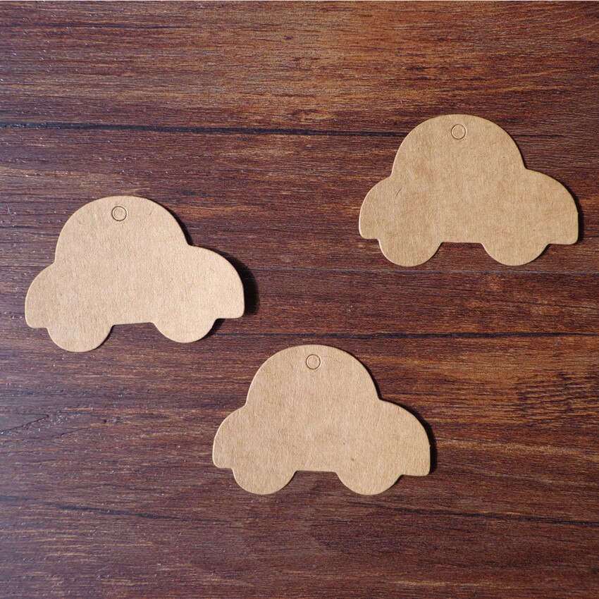 50 stk bil kraft blank part kraft pap tags bryllup favor papir tags pris label fest hænge tags 6 x 5cm