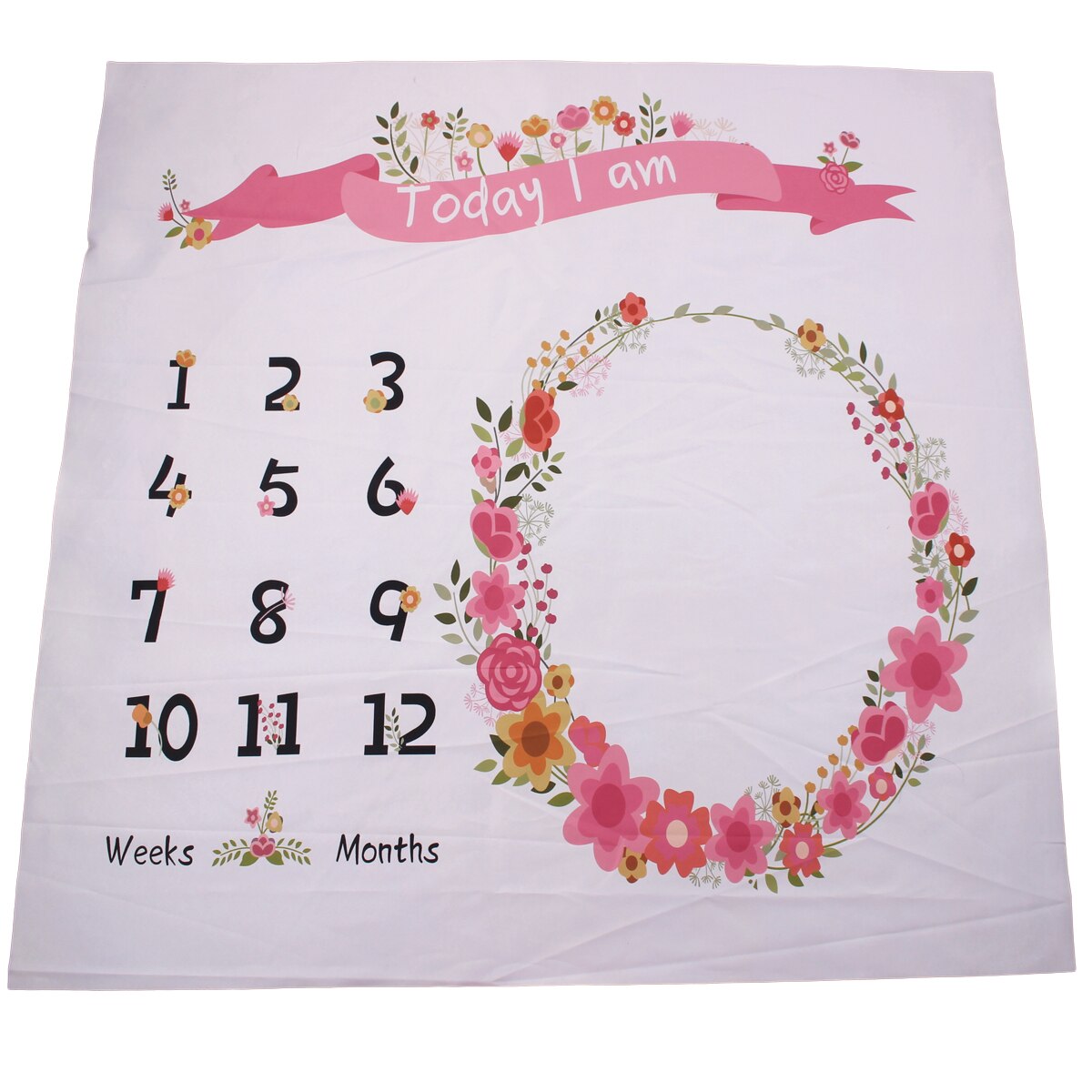 Baby Milestone Deken Fotografie Achtergrond Prop Doek Maandelijkse Groei Foto Accessoires 0-12M: 05
