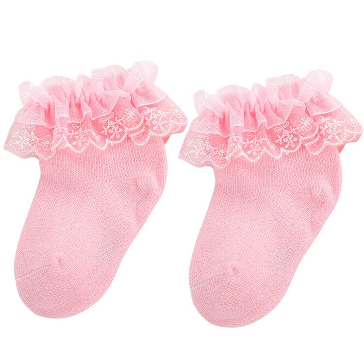 Calcetines de encaje para niños de 2 a 8 años, medias de princesa con Lazo de algodón para bebé, calcetín rojo y rosa para niña