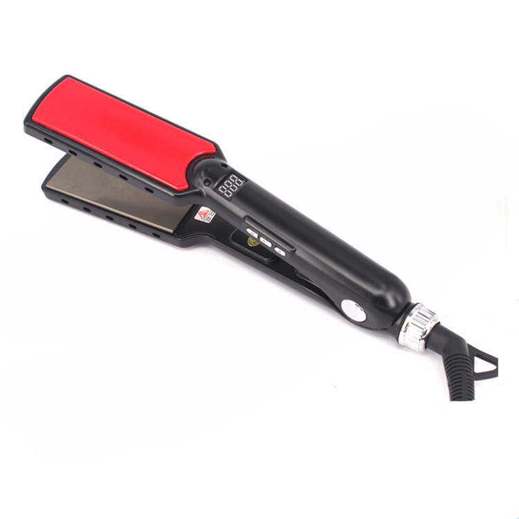 Titanium Angled Wide Plate Hair Straightener 470F High Temperature Flat Iron Veer Hair Straightening Styling Tools: EU
