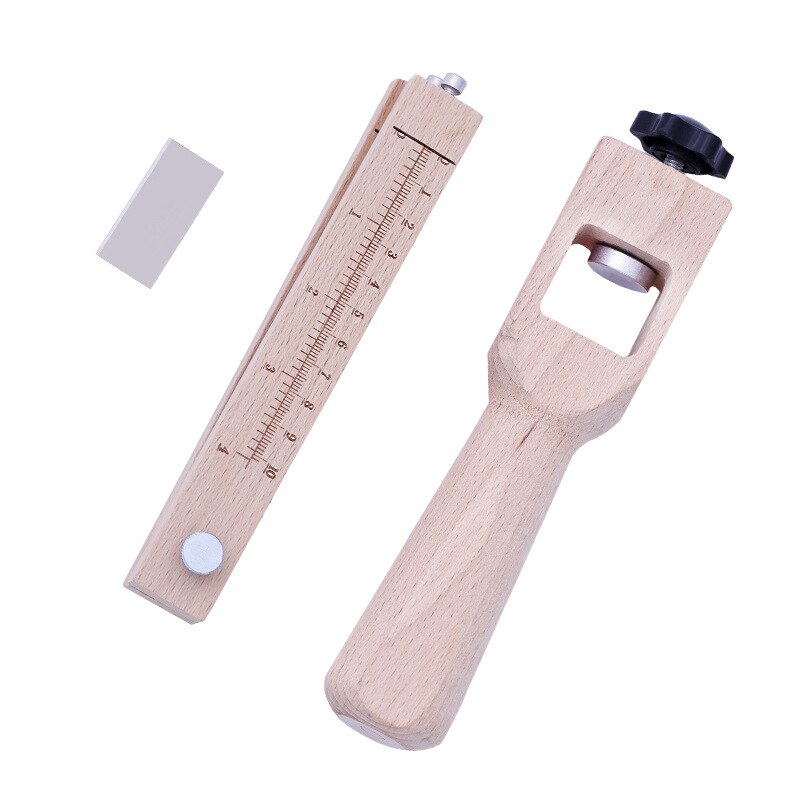 Adjustable Wooden Strip and Strap Cutter Leather Craft Cutter Strap Belt DIY Hand Cutting Tools Strip Cutter with 5 Blades