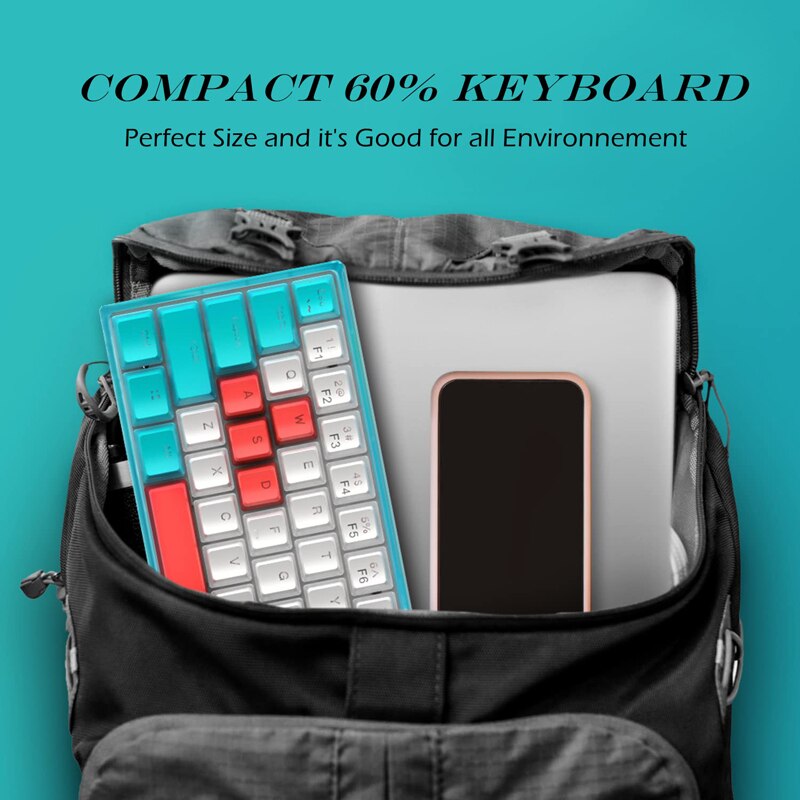 2022 Womier WK61 Ultra-Slim Gaming Mechanical Keyboard Swappable RGB 60% RGB Pudding Keycap Red Switch Crystalline Base