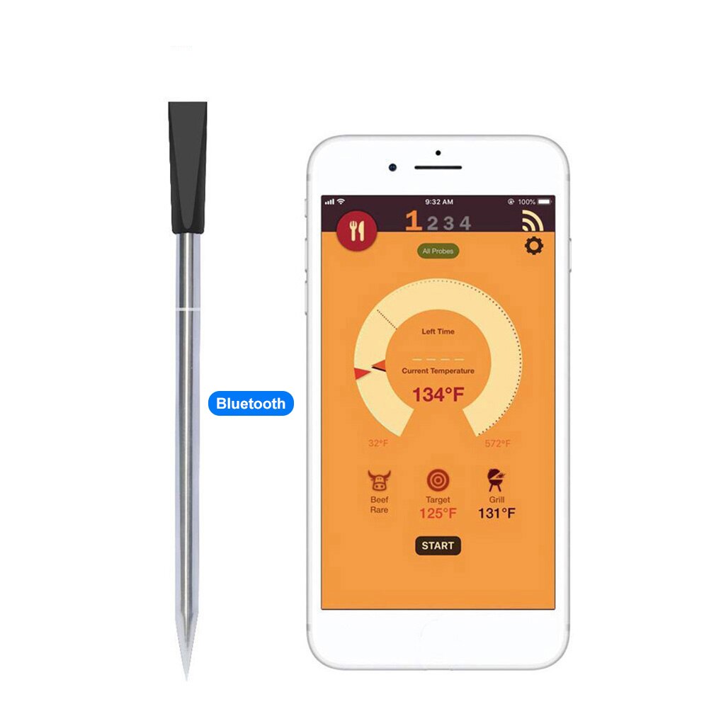 Wireless Smart Digital Bluetooth Meat Food Steak Thermometer for Oven Grill BBQ Smoker Rotisserie Kitchen Barbecue Accessories