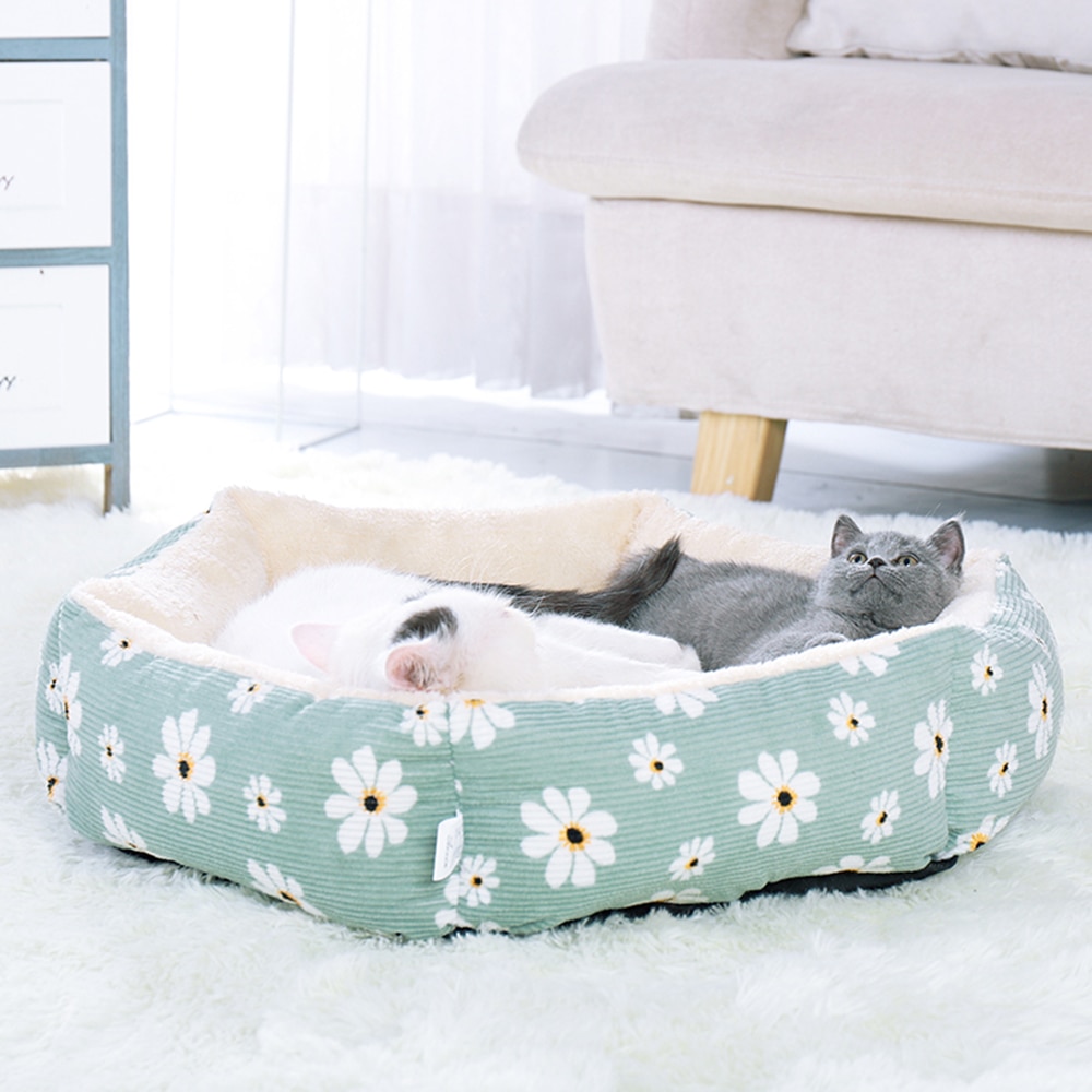 Chat maison animaux canapé hexagone chat lit chien lits pour animaux de compagnie pour moyen petit oreiller été tissu sommeil nid panier tapis de lit pour animaux de compagnie
