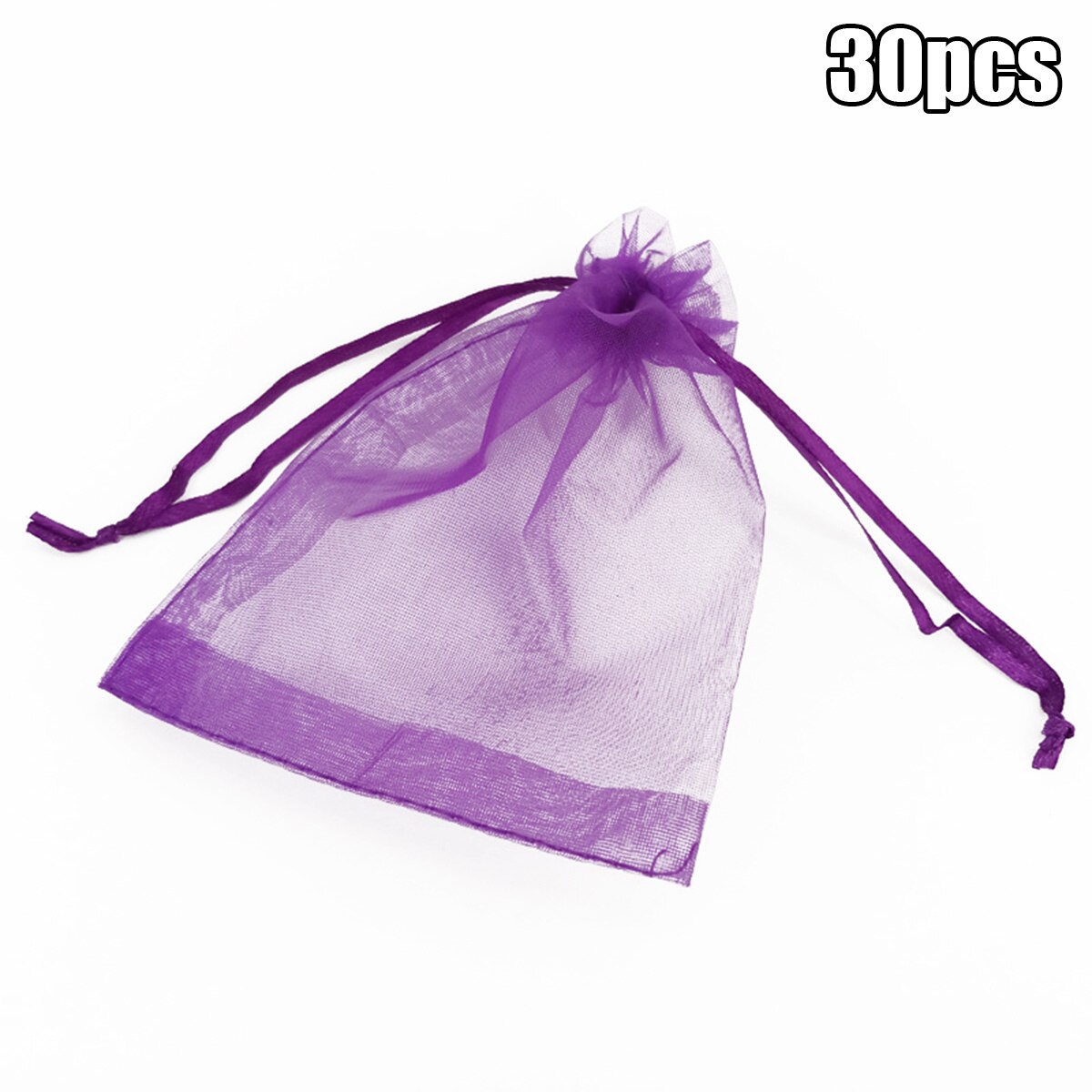 HRX Package 100pcs Little Organza Bags 3 x 4 inch, Purple Mesh Bags Drawstring Pouches for Jewelry Bracelets Candy Party Favor Small Gift