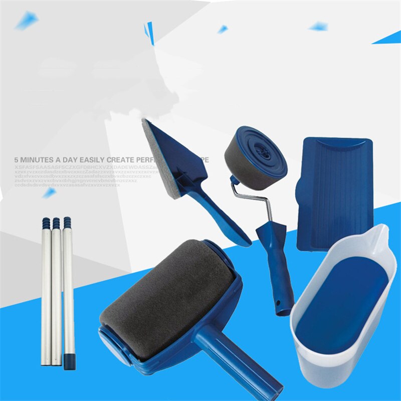 7pcs Multifunctional Paint Runner Pro Roller Brush Tools Set Paint Roller Set Room Wall Painting Brushes Set Home Repack Tool