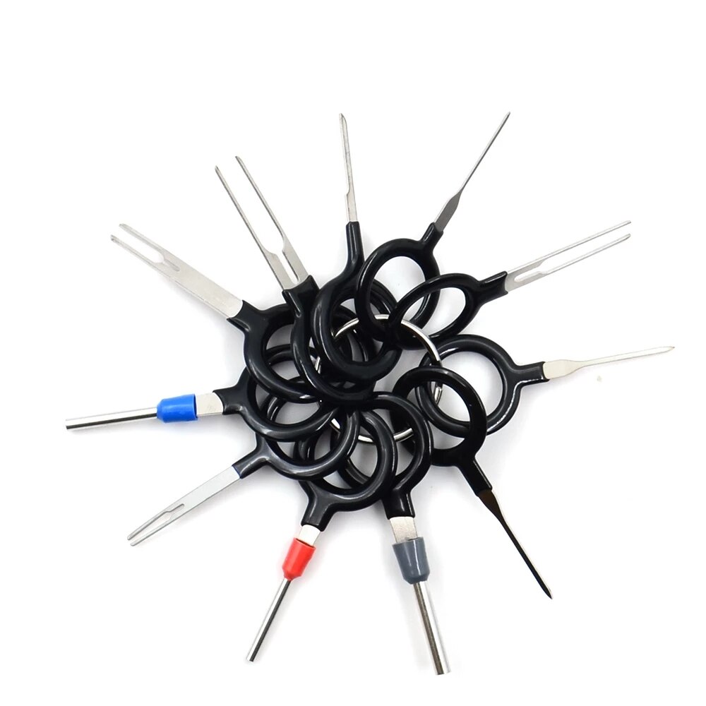 Connecteur d'extraction de Terminal de faisceau de fil de carte de Circuit imprimé de prise de voiture automatique, broche à sertir, ensemble d'outils de retrait de broche arrière 11 pièces