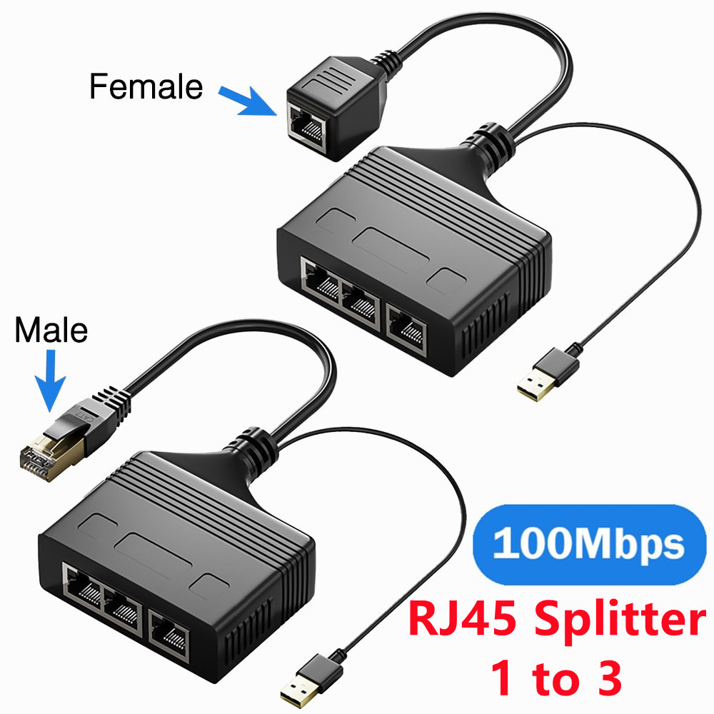 1 to 4 nettverk  rj45 splitter nettverkskabel splitterforlengeradapter kontakt fire enheter deler internett samtidig: Oransje / 1.8m