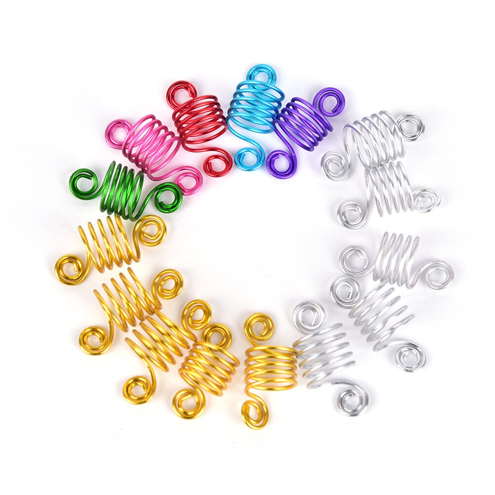 10pcs Lente Haar Ringen Van Dreadlocks Haar Accessoires Kralen Voor Dreads Vlecht Kralen Voor Vrouwelijke Gouden Spiraal Haar Vlechten