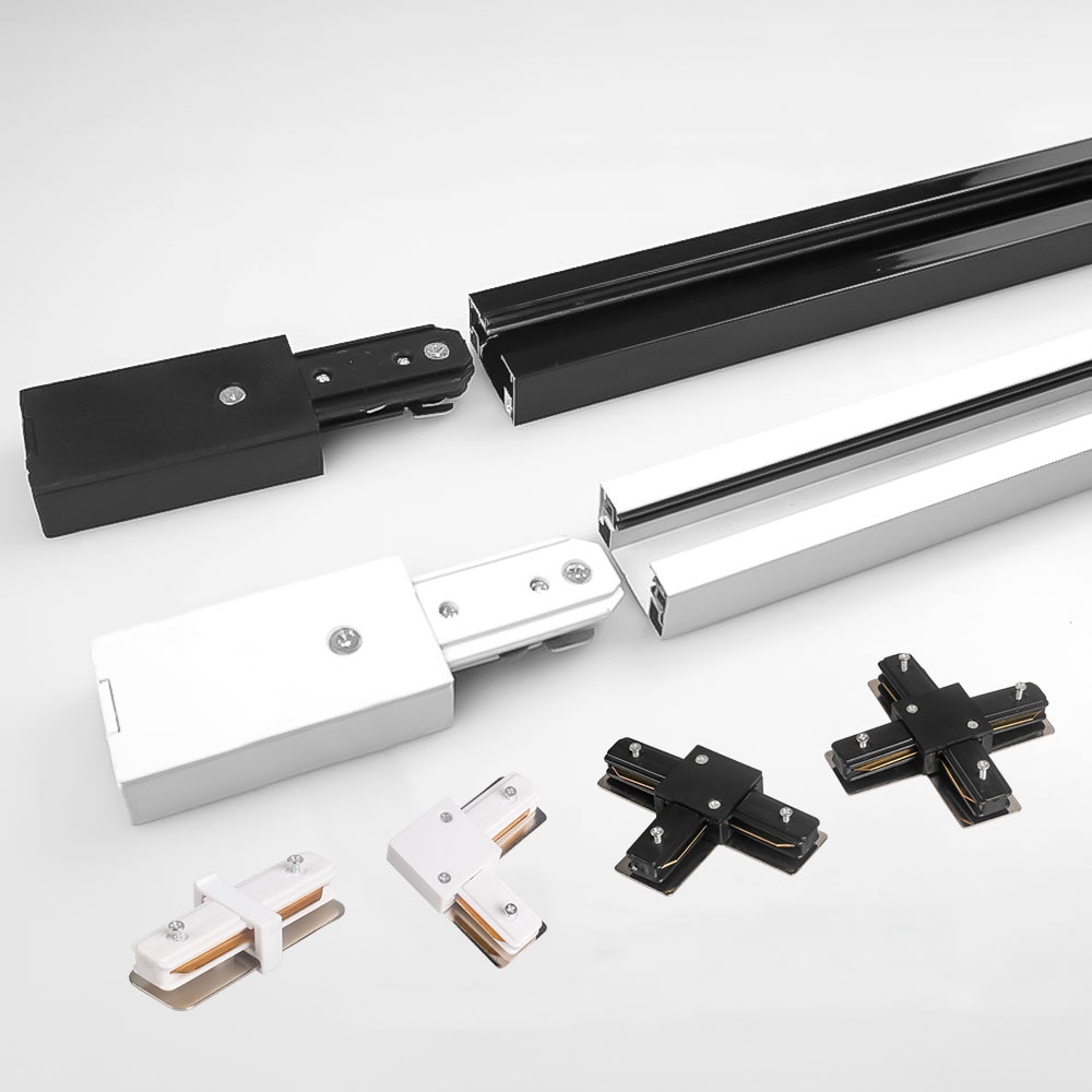1 Meter Track Rail 2 Wire 4 Wire Track Light Connector Rail Lamp Spotlight Tracking Lights Aluminum Track Lighting Fixture 1pcs