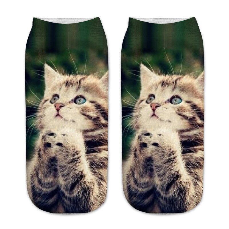 Kids Socks 3D Printing Cute Animal Cat Boys Girls Socks Low Ankle Funny Sock for Children 8-16Years: 10