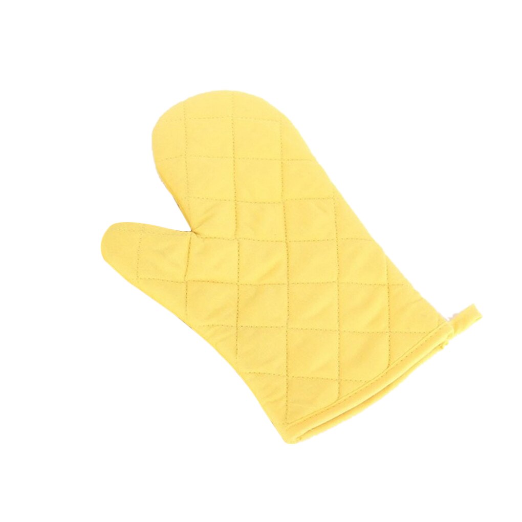 1PC High-temperature Thick Insulation Microwave Oven Gloves Kitchen Supplies Cotton Solid Oven Mitts: yellow