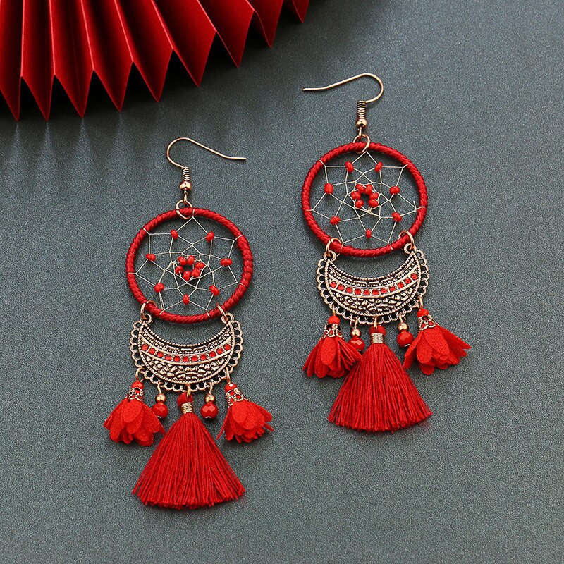 Moda artystyczna długie kolczyki Tassel osobowość Retro spadek kolczyki wykwintne biżuteria z koralików jako prezent dla kobiet Dropshipping: 18