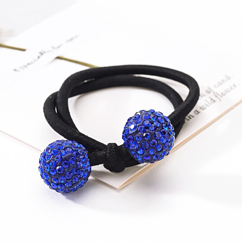 Elástico de cabelo para mulheres, acessórios femininos de cabelo de alta qualidade com strass, para rabo de cavalo: dark blue