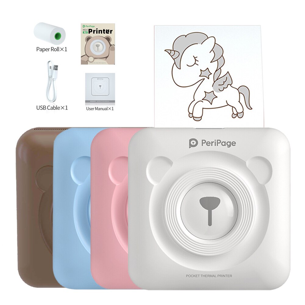 Mini Portable Pocket Thermal Photo Printer 203 Dpi Mobile Bluetooth Wireless Thermal Printer Paper Sticker Label Printer for Ho